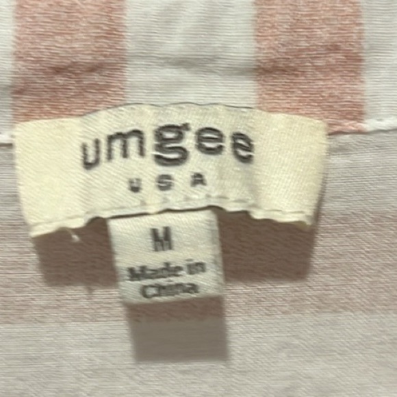 Umgee powder pink and white stripe long sleeve button down lace trim M - Picture 5 of 9